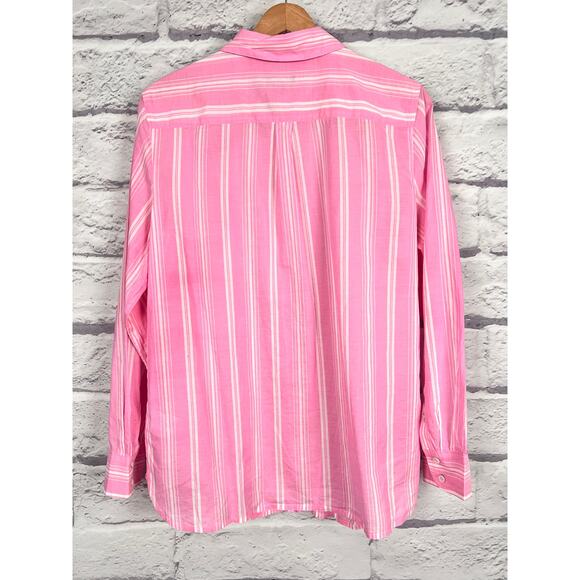 Talbots Womens M Preppy Coastal Old Money Classic Office Striped Button Up Shirt - Picture 4 of 9